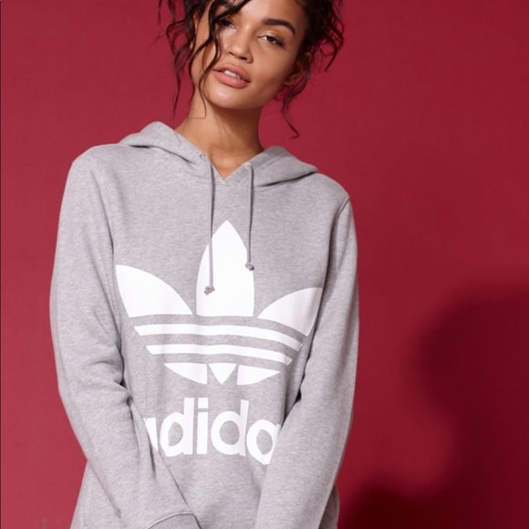 adidas Tops - NWT Adidas Trefoil Hoodie Gray Medium